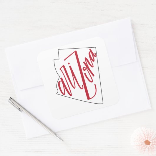 アリゾナ |州タイポグラフィデザイン スクエアシール (封筒)