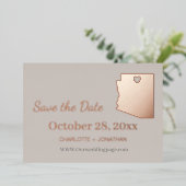 アリゾナ 結婚式 Save The Date ローズゴールド 箔招待状 (立ち正面)
