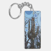アリゾナSaguaroサボテン同心円モザイク キーホルダー (正面左)