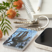 アリゾナSaguaroサボテン同心円モザイク キーホルダー (正面右)