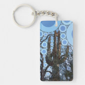 アリゾナSaguaroサボテン同心円モザイク キーホルダー (正面)