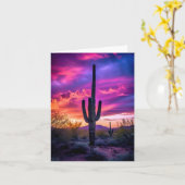 アリゾナSaguaro Cactus南西デザートサンセット カード (黄色い花)