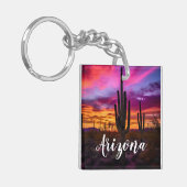 アリゾナSaguaro Cactus南西デザートサンセット キーホルダー (正面左)