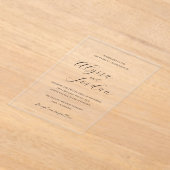 アリッサ書道タイポグラフィエレガントな結婚式 アクリル招待状 (レイダウン)