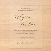 アリッサ書道タイポグラフィエレガントな結婚式 アクリル招待状 (正面)