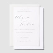 アリッサ書道タイポグラフィエレガントな結婚式 ベラム紙招待状 (オフセット)