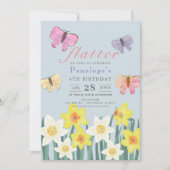 アリトルバタフライダッフォディルガール誕生日 招待状 (正面)