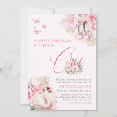 アリトルバレリナスワンレイクファースト誕生日 招待状 (正面)
