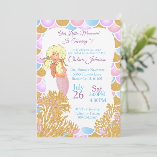 アリトル·マーメイド00誕生日 招待状 (スタンド正面)