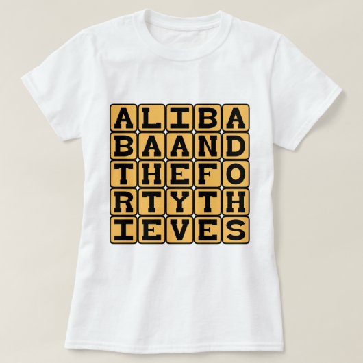 アリババと40人の盗賊、千夜一夜物語 Tシャツ (デザイン正面)