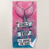 アリバマーメイドのテールガールズ旅行を持って来よう ビーチタオル (正面)