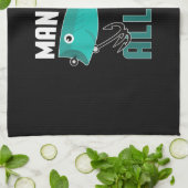 アリュア魚釣りルアープン漁師Tシャツ付き男 キッチンタオル (折り畳み)