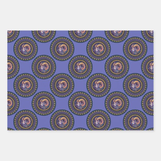 アリーお洒落ス〔占星術の〕十二宮図標識水玉模様曼荼羅 ラッピングペーパーシート (正面)