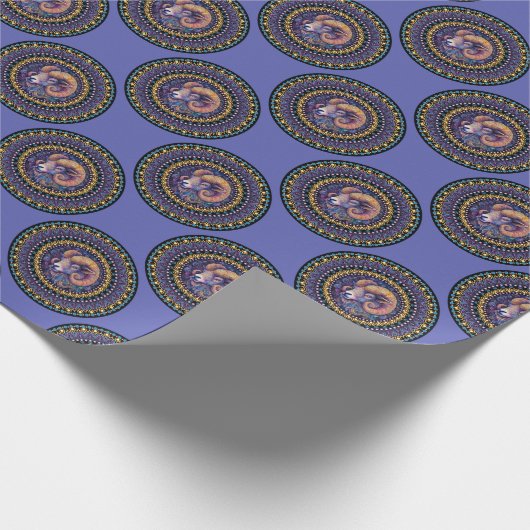 アリーお洒落ス〔占星術の〕十二宮図標識水玉模様曼荼羅 ラッピングペーパー (角)