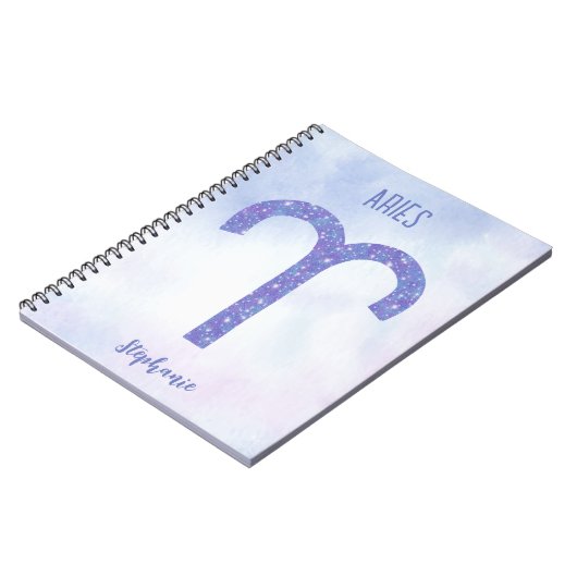 アリーかわいらしズ星占いサインパーソナライズされたパープル ノートブック (左側)