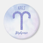 アリーかわいらしズ星占いサインパーソナライズされたパープル マグネット (正面)