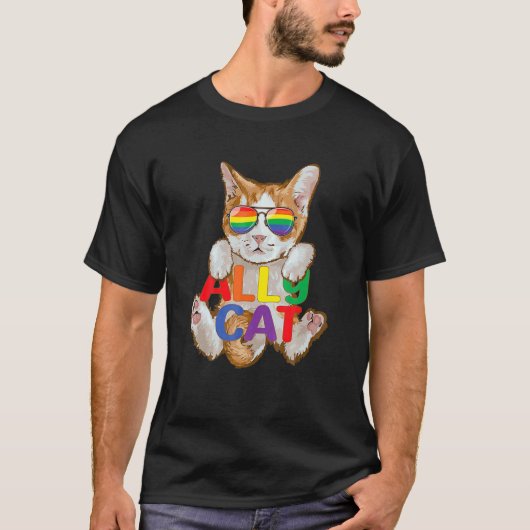 アリーキャットLGBゲイレインボープライドフラッグKitten Boys Gi Tシャツ (正面)