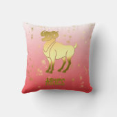 アリーグラデーションス金ゴールド占星術〔占星術の〕十二宮図標識 クッション (裏面)