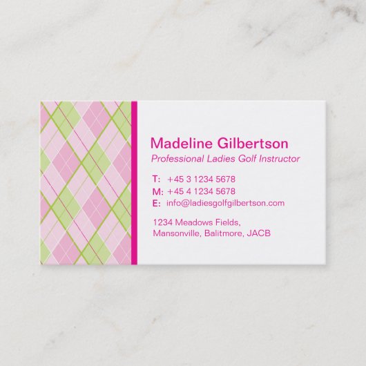 アリーグルのパターン付きレディーズゴルフ名刺 名刺 (正面)