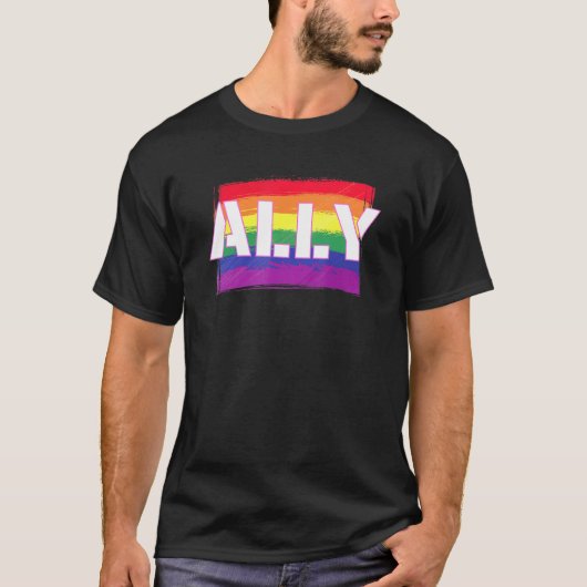 アリーゲイ旗Lgbtqサポート Tシャツ (正面)