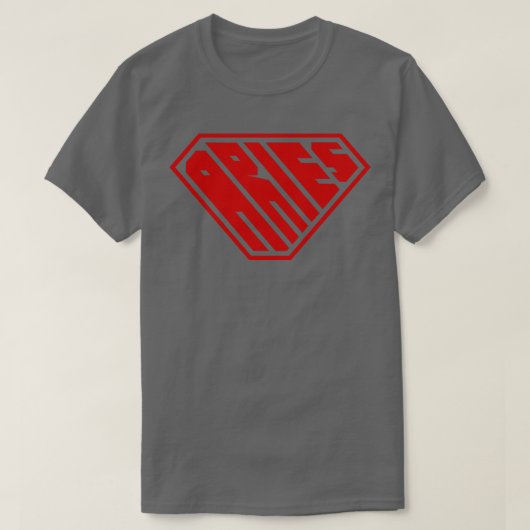 アリーズスーパーパワー〔占星術の〕十二宮図レッド Tシャツ (デザイン正面)