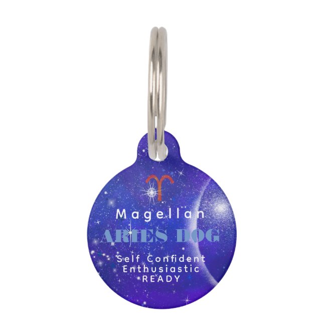 アリーズドッグおもしろい〔占星術の〕十二宮図の特徴カスタム ペット　ネームタグ (正面)