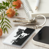 アリーズ〔占星術の〕十二宮図サイン、ブラック&ホワイトキーチェーン キーホルダー (正面右)