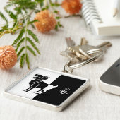 アリーズ〔占星術の〕十二宮図サイン、ブラック&ホワイトキーチェーン キーホルダー (側面)