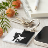 アリーズ〔占星術の〕十二宮図サイン、ブラック&ホワイトキーチェーン キーホルダー (正面右)