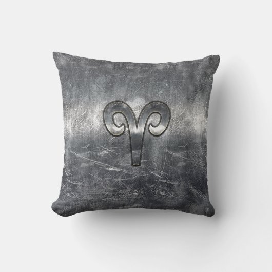 アリーズ〔占星術の〕十二宮図シンボルのシルバー動揺してスタイル クッション (正面)