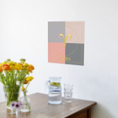 アリーズ〔占星術の〕十二宮図スターサイングレーピンク金ゴールド 箔ポスター (レイダウン (キッチン))