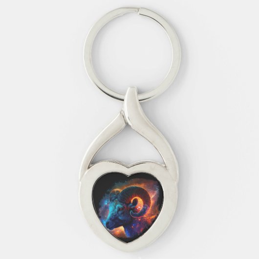 アリーズ〔占星術の〕十二宮図スターサイン – 文字なし – Keychain キーホルダー (正面)