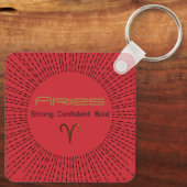 アリーズ〔占星術の〕十二宮図メタルキーチェーンレトロデザイン キーホルダー (裏面)