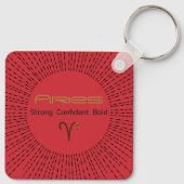 アリーズ〔占星術の〕十二宮図メタルキーチェーンレトロデザイン キーホルダー (裏面)