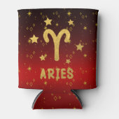 アリーズ〔占星術の〕十二宮図レッドと金ゴールドクーラーボックス 缶クーラー (正面)