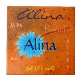 アリーナの名前とアイルランド語の意味と青い花 タイル (正面)