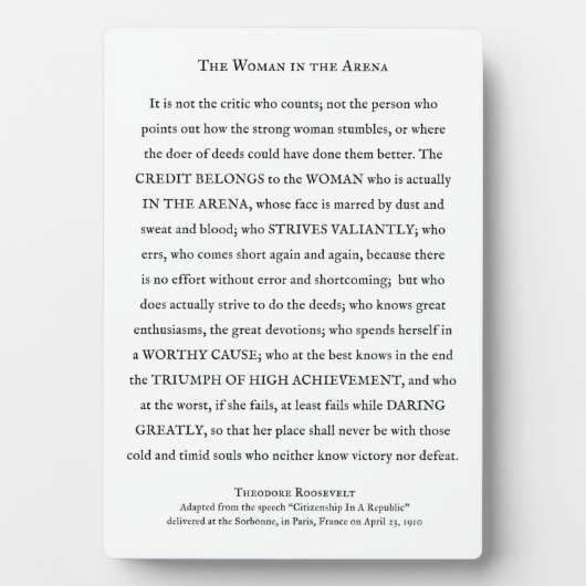 アリーナの女感動的性 フォトプラーク (正面)