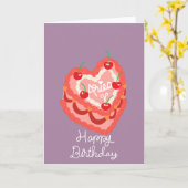 アリーハートケーキハッピーバースデー カード (黄色い花)