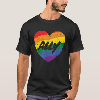 アリーハートゲイレインボープライド旗LGBTQサポートミー Tシャツ