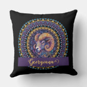 アリーパーソナライズされたスお洒落〔占星術の〕十二宮図ドットマンダラ クッション (裏面)