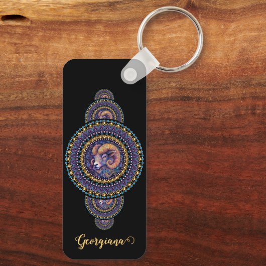 アリーパーソナライズされたズお洒落装飾曼荼羅 キーホルダー (裏面)