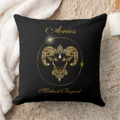 アリーパーソナライズされたズ〔占星術の〕十二宮図サンサインブラック金ゴールド クッション (ブランケット)