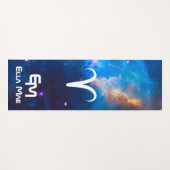 アリーパーソナライズされたズ〔占星術の〕十二宮図ブルーヨガマット ヨガマット (正面(横))