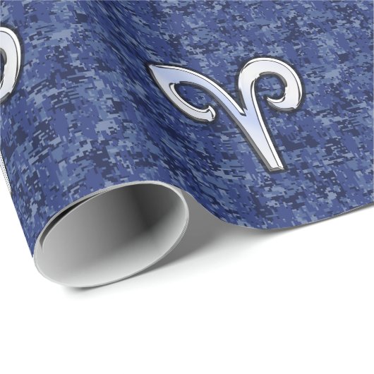アリーモダンス〔占星術の〕十二宮図シンボルネイビーブルーデジタル迷彩柄 ラッピングペーパー (ロールコーナー)