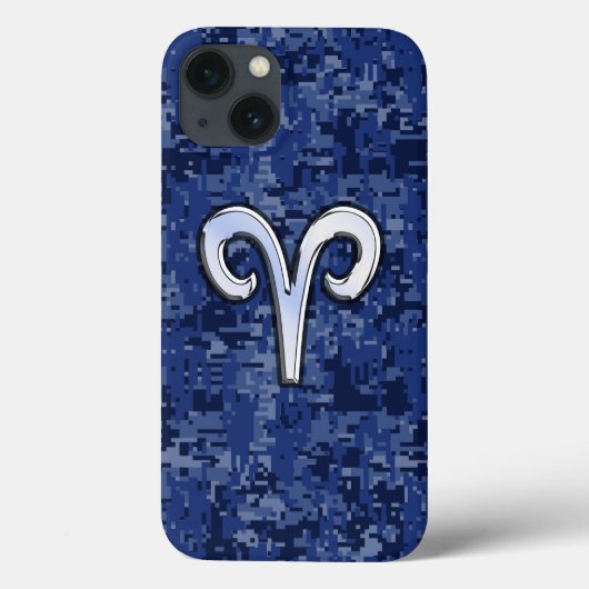 アリーモダンス〔占星術の〕十二宮図シンボルネイビーブルーデジタル迷彩柄 Case-Mate iPhoneケース (裏面)