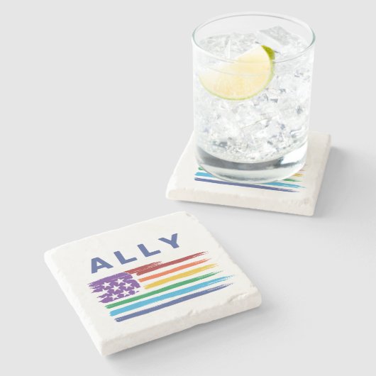 アリー芸術的レインボー国旗 ストーンコースター (横)