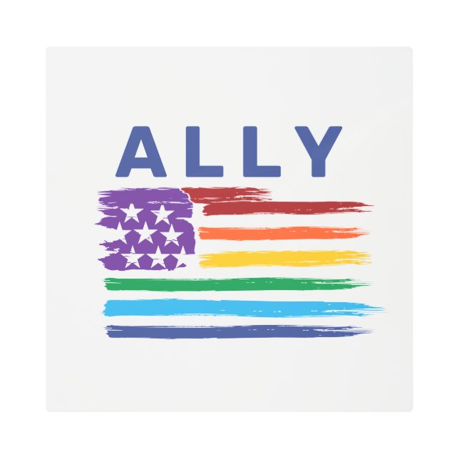 アリー芸術的レインボー国旗 メタルプリント (正面)