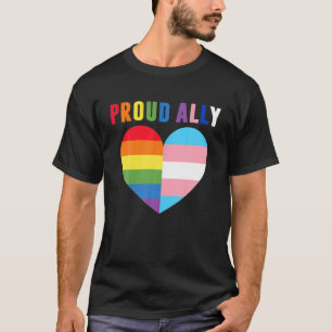 アリー誇りを持ったプライドLGBTトランスジェンダー国旗のハートゲイ Tシャツ
