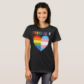 アリー誇りを持ったプライドLGBTトランスジェンダー国旗のハートゲイL Tシャツ (正面フル)