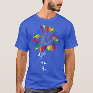 アリー誇りを持ったレインボーヒマワリLGBTゲイレズビアンリード Tシャツ